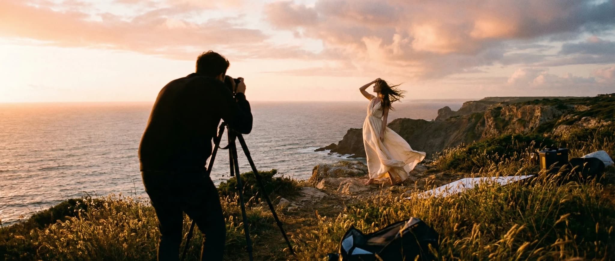 On-location editorial hair and makeup team, Lisbon coast