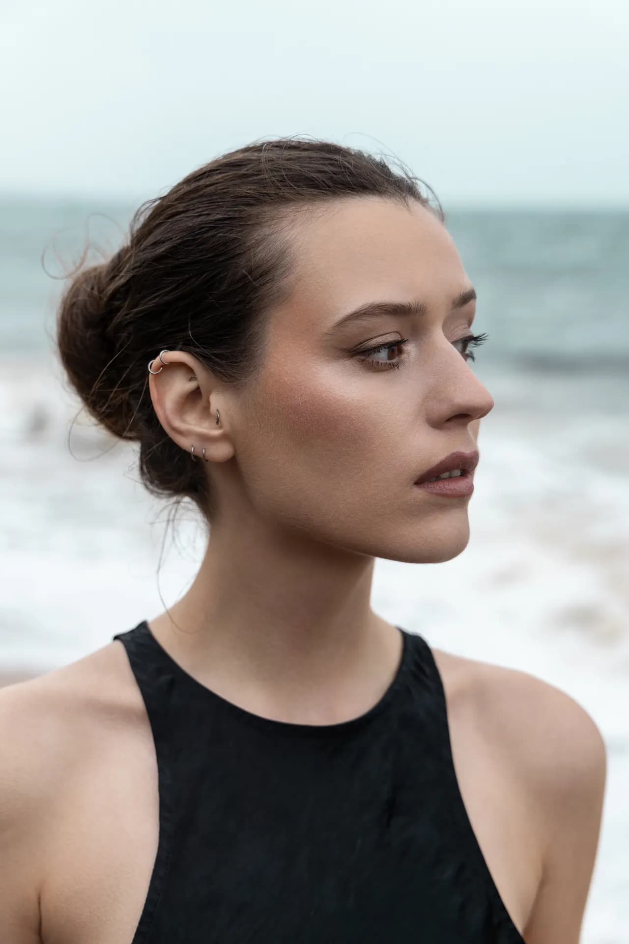 On-location editorial beauty portrait, Lisbon