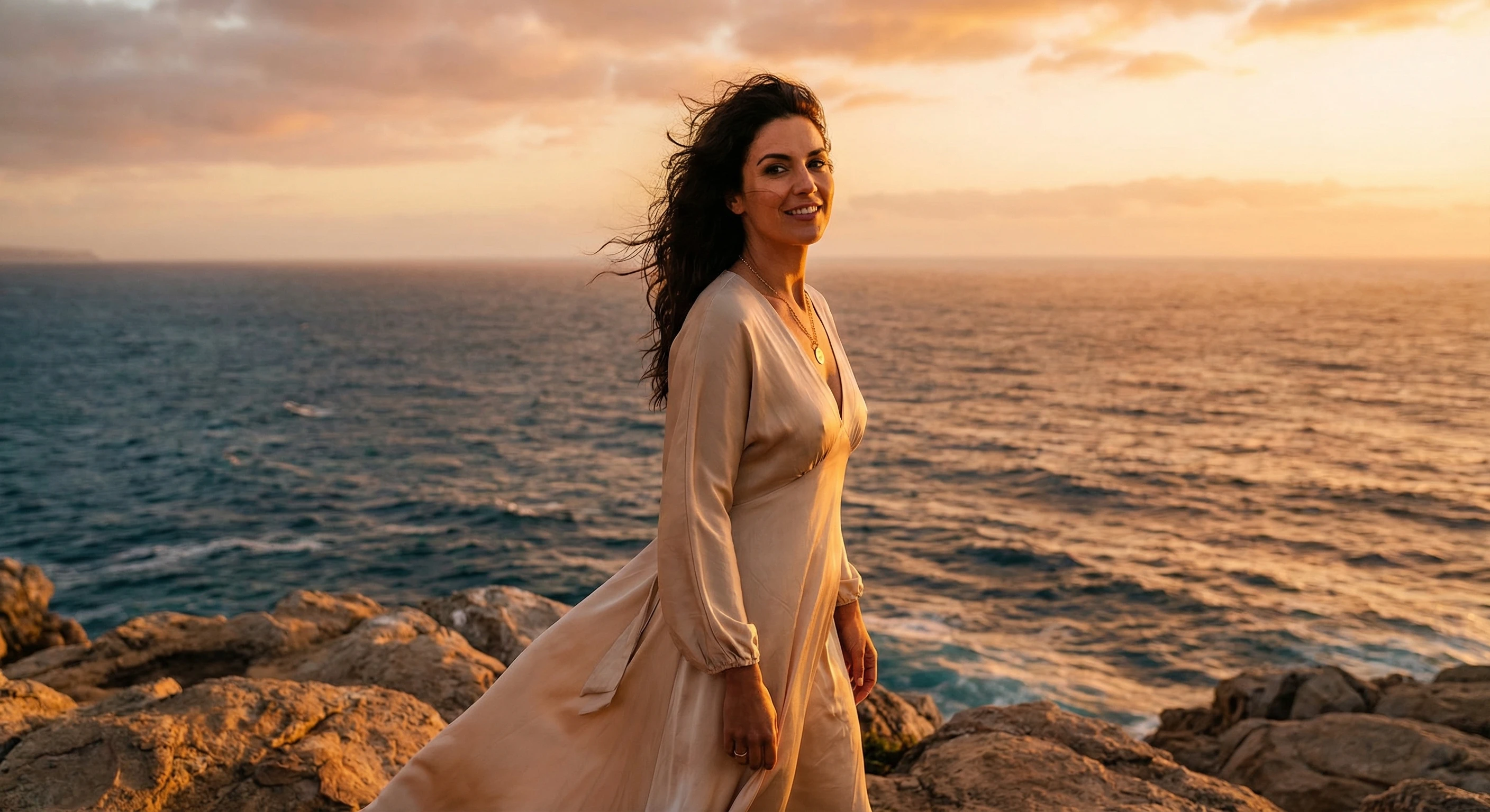 Confident portrait moment captured during an on-location beauty photoshoot